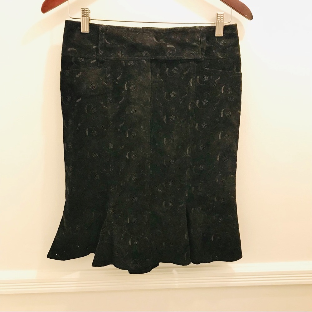 Vintage Nanette Lepore Velvet Skirt 2 black eyelet flare
